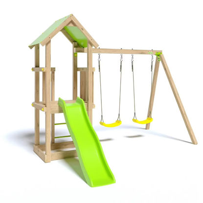 Image de PORTIQUE EN BOIS EASY + TOBOGGAN J-23502P1