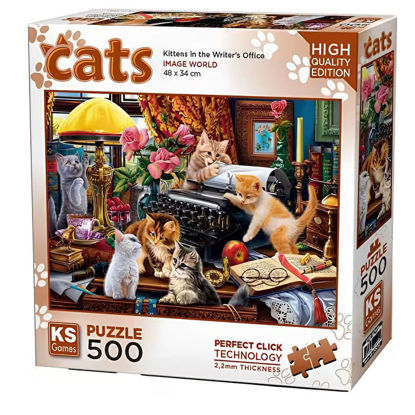 Image de PUZZLE 500 PCS CHATS DANS LE BUREAU