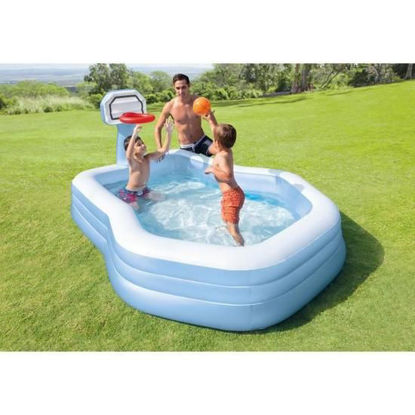 Image de Piscine gonflable avec jeux de basket