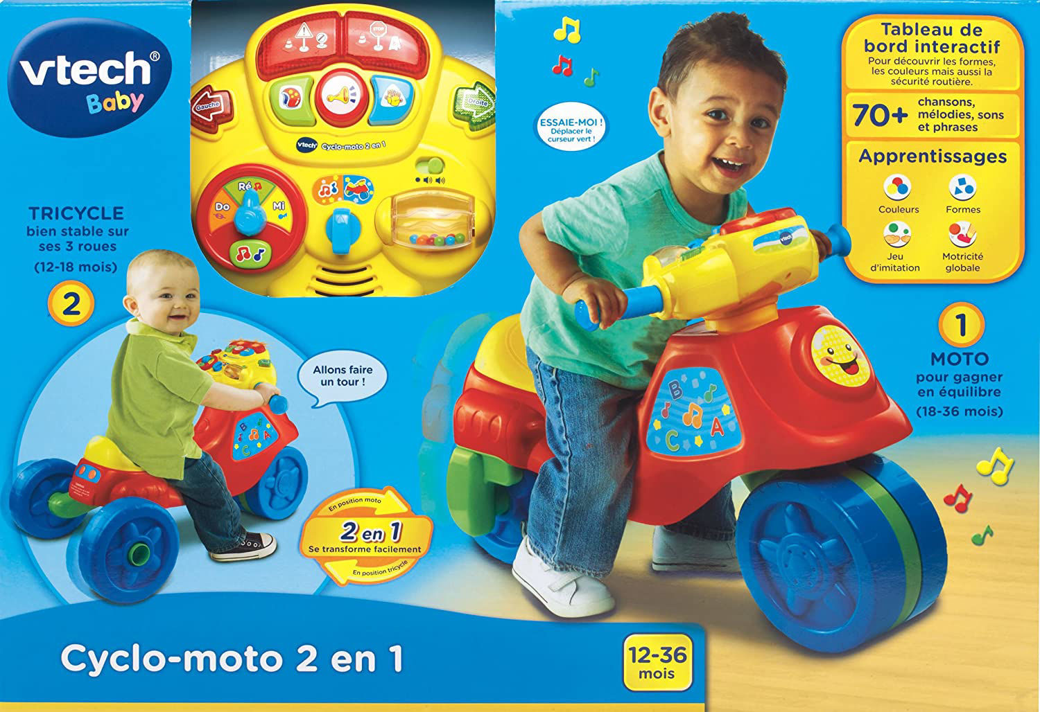 Magasin de jouets en ligne - Livraison sur toute la Tunisie -  ABRACADABRA-Achetez Vtech Cyclo-moto 2 en 1 Rouge chez ABRACADABRA à  273,000 DT