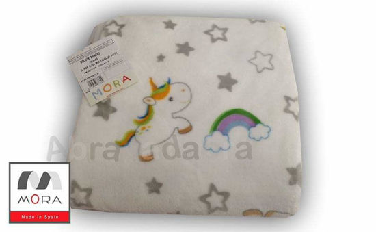Image de couverture bébé MORA blanc unicorn 110*140