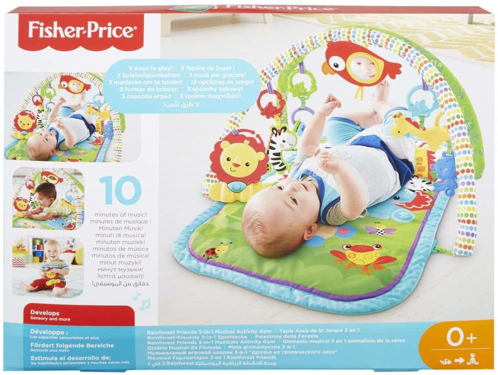 Fisher-Price Amis de la Jungle 3-en-1 Tapis d'Éveil Musical pour Bébé