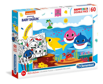 Image de Clementoni Baby Shark  60 pièces  Happy Color Double Face 26093