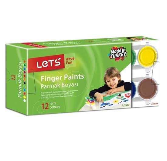 Image de LETS PEINTURE A DOIGT  12 COULEURS x25mg L5512