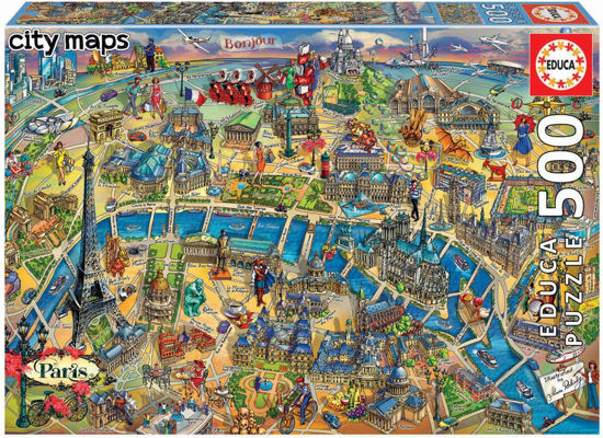 Image de PUZZLE 500PCS CITY MAPS PARIS 18452