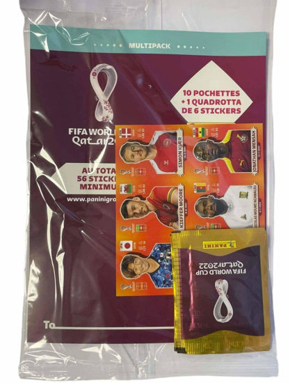 Image de Panini Fifa World Cup Qatar 2022 10 POCHETTES +CADRE DE 6 STICKERS