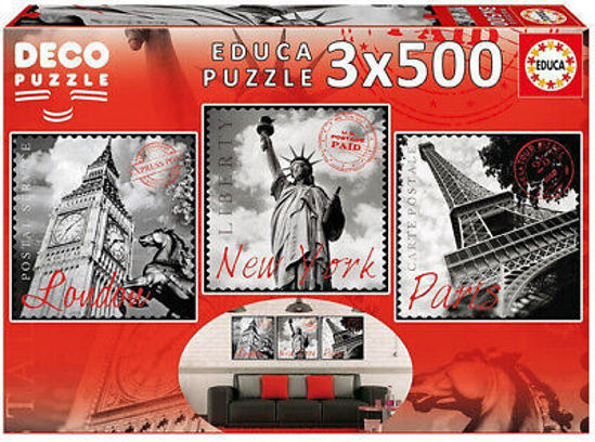 Image de puzzle 3 x 500 pcs les grandes ville du monde paris-Londres-New York 17096