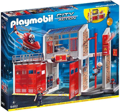 Image de Playmobil - Caserne de Pompiers avec Hélicoptère - 9462