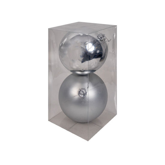 Image de COFFRET 2 BOULES ARGENT DIAM 15 CM