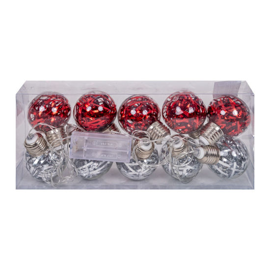 Image de COFFRET 10 LAMPES ROUGE ET ARGENT