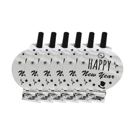 Image de 6  SIFFLETS  ARGENT HAPPY NEW YEAR